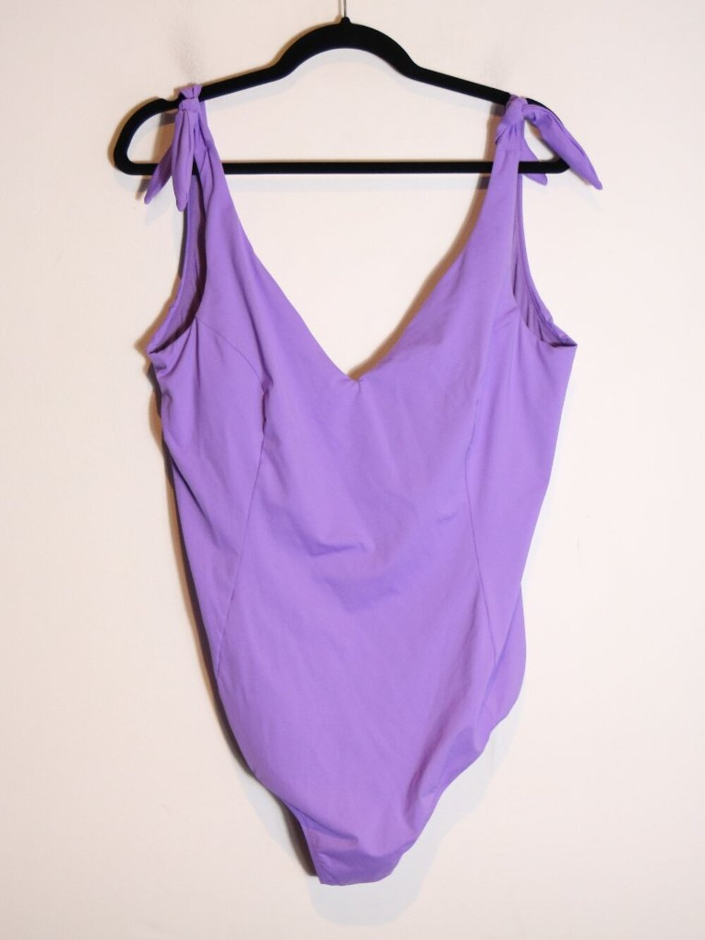 Lands End New Purple V Neck One Piece Swimsuit 16 Adjustable Strap Flattering